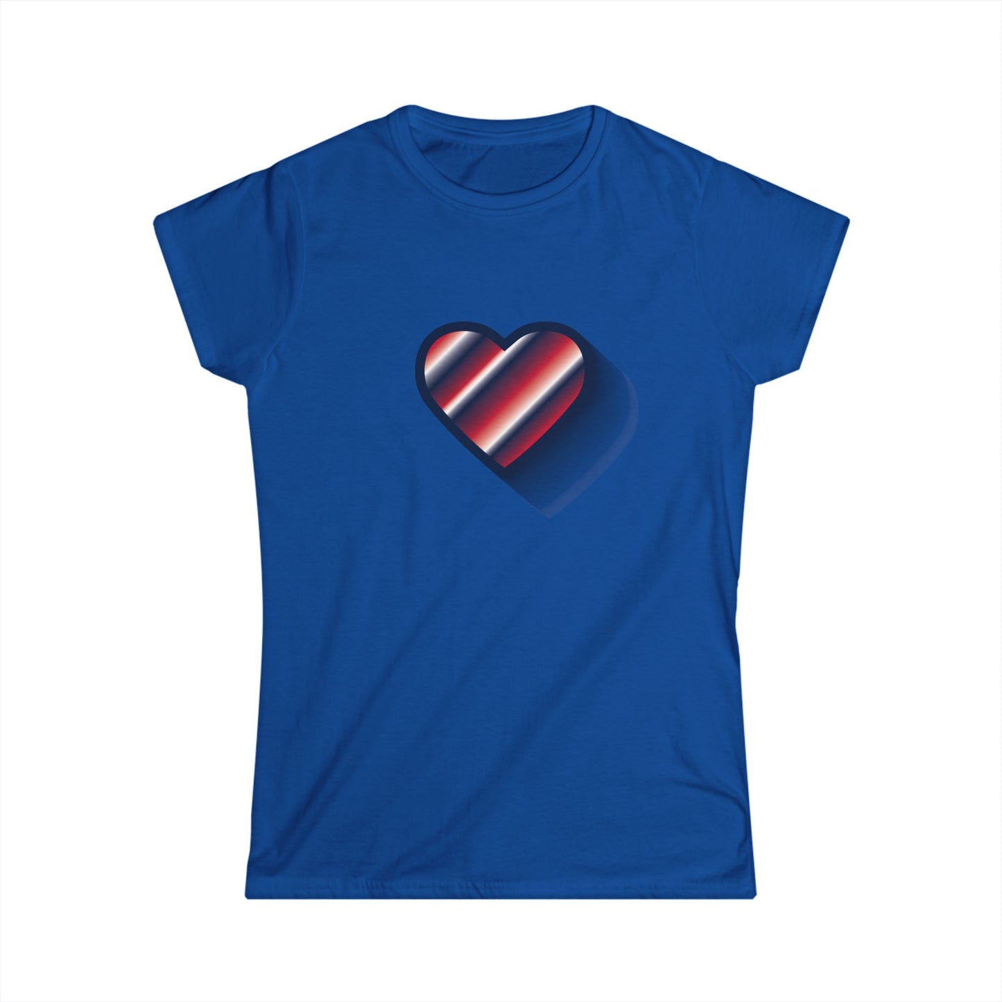 Patriotic Heart Women's Softstyle Tee - Red, White & Blue Graphic Shirt