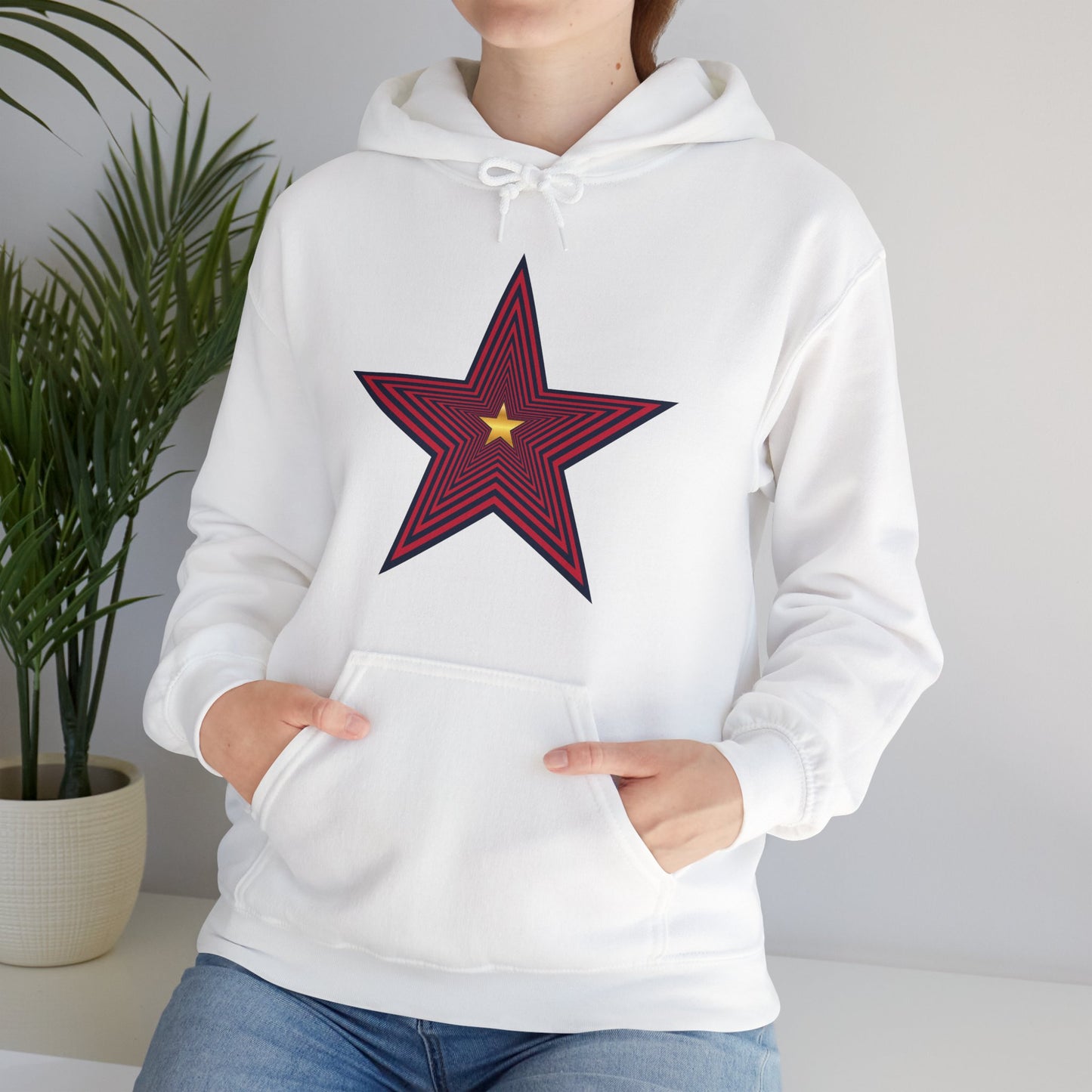 Stylish Star Graphic Hooded Sweatshirt - Unisex Heavy Blend