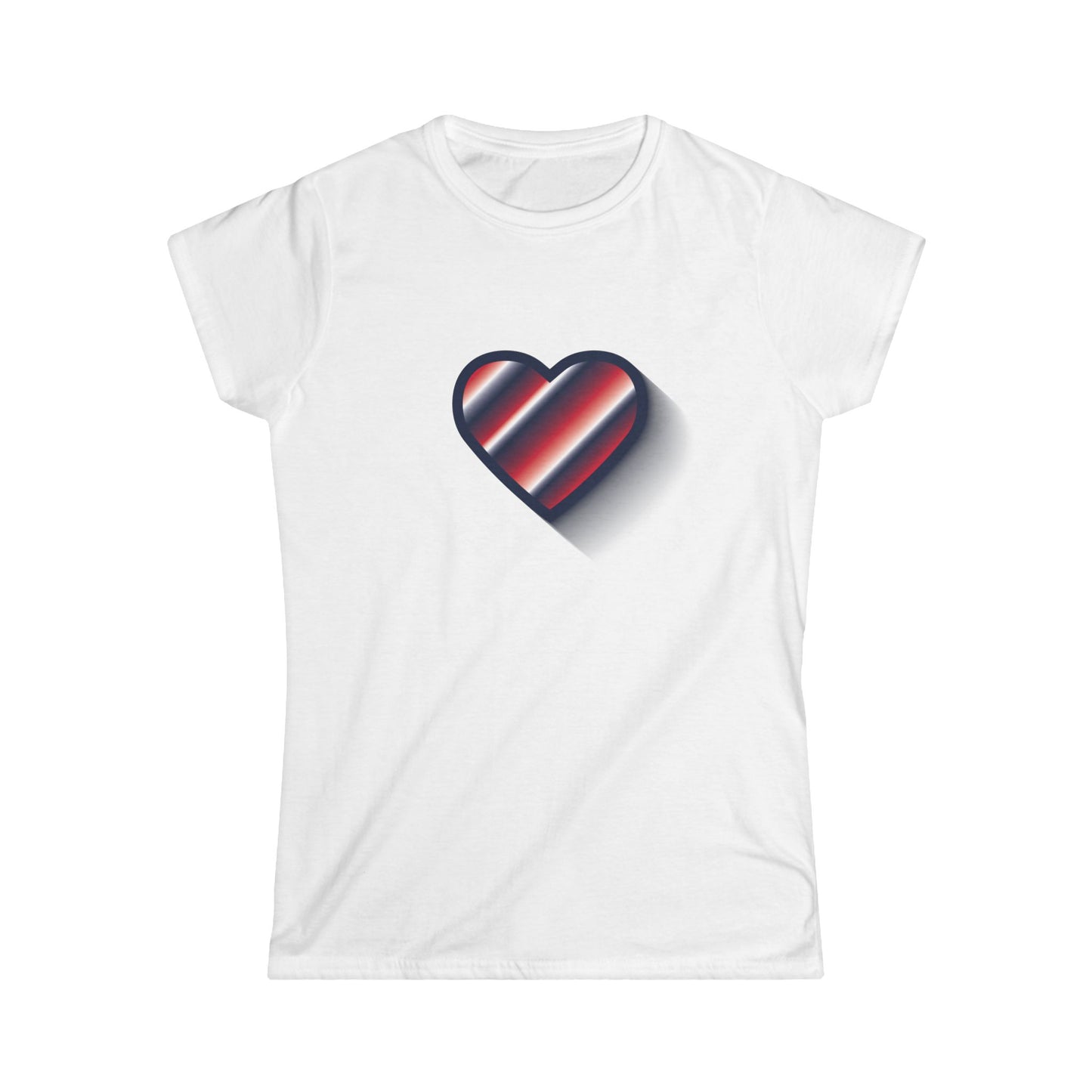 Patriotic Heart Women's Softstyle Tee - Red, White & Blue Graphic Shirt